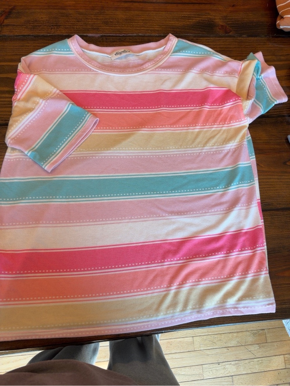 Haptics by Holly Harper striped top Tee - Pink, Aqua, Cream